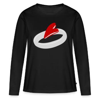 Alliances pour fiançailles 3 - T-shirt manches longues Premium bio Femme - noir - Devant - Julia (174cm)