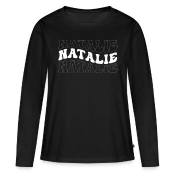 Drôle Natalie Groovy 4 Hommes Femmes Cool Natalie Cravate - T-shirt manches longues Premium bio Femme - noir - Devant - Julia (174cm)