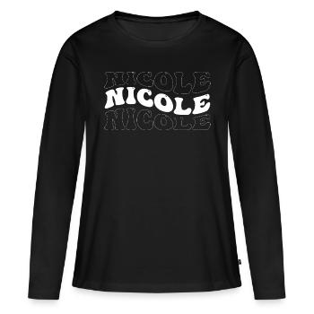 Drôle Nicole Groovy 4 Hommes Femmes Cool Nicole Cravate - T-shirt manches longues Premium bio Femme - noir - Devant - Julia (174cm)