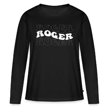 Drôle Roger Groovy 4 Hommes Femmes Cool Roger Tie Dye - T-shirt manches longues Premium bio Femme - noir - Devant - Julia (174cm)