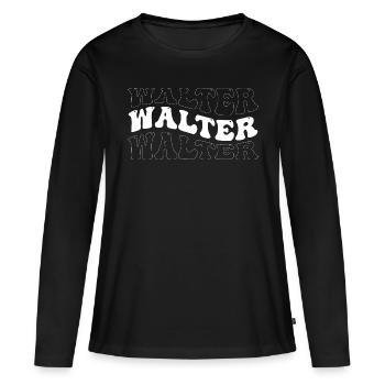 Drôle Walter Groovy 4 Hommes Femmes Cool Walter Cravate - T-shirt manches longues Premium bio Femme - noir - Devant - Julia (174cm)