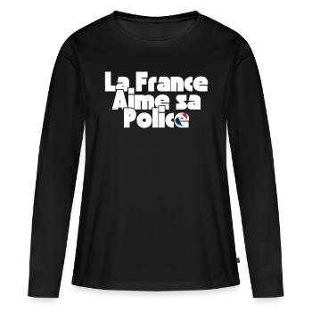 La France Aime Sa Police - T-shirt manches longues Premium bio Femme - noir - Devant - Julia (174cm)