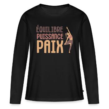 Équilibre puissance paix sérénité yoga zen - T-shirt manches longues Premium bio Femme - noir - Devant - Julia (174cm)