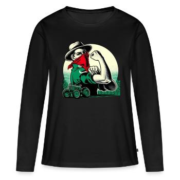 Fermière Forte - T-shirt manches longues Premium bio Femme - noir - Devant - Julia (174cm)