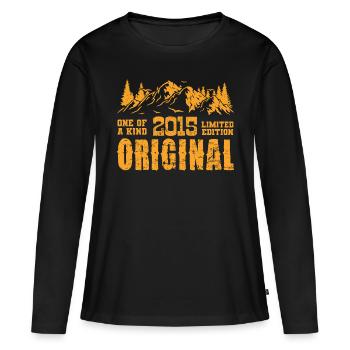 Geburtstagsgeschenk 2015 - 2015 - Frauen Premium Bio Langarmshirt - Schwarz - Vorne - Julia (174cm)