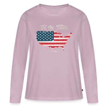 Nous, le peuple - Constitution des pères fondateurs - T-shirt manches longues Premium bio Femme - rose poudré - Devant - Julia (174cm)