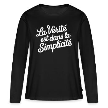 La vérité est dans la simplicité - T-shirt manches longues Premium bio Femme - noir - Devant - Julia (174cm)