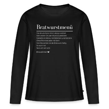Menü - weiße Schrift - Frauen Premium Bio Langarmshirt - Schwarz - Vorne - Julia (174cm)