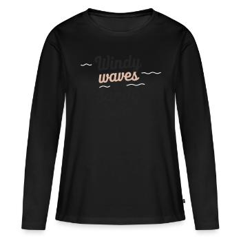 windy waves - Frauen Premium Bio Langarmshirt - Schwarz - Vorne - Julia (174cm)
