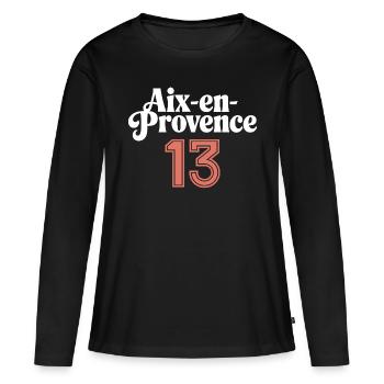 Aix-en-Provence 13 - T-shirt manches longues Premium bio Femme - noir - Devant - Julia (174cm)