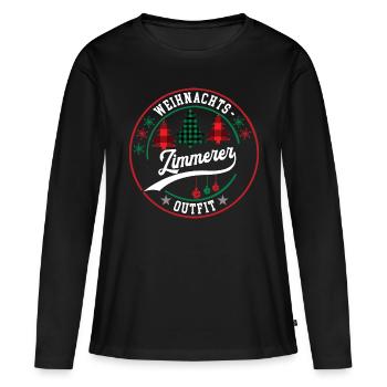 Weihnachten Zimmerer Zimmerei XMAS Outfit - Frauen Premium Bio Langarmshirt - Schwarz - Vorne - Julia (174cm)