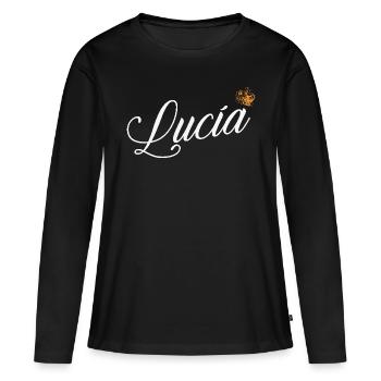 Lucia Nom personnalisé pour les femmes Enfants Tout-petits - Lucia - T-shirt manches longues Premium bio Femme - noir - Devant - Julia (174cm)