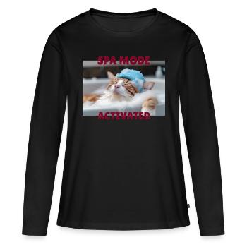 Mode spa chat - T-shirt manches longues Premium bio Femme - noir - Devant - Julia (174cm)