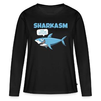 Sharkasm Deep Sea Predator Great White Shark - Frauen Premium Bio Langarmshirt - Schwarz - Vorne - Julia (174cm)