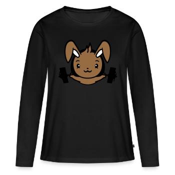 Hase Bodybuilder Gym Muskeln Stark Fitness Gewicht - Frauen Premium Bio Langarmshirt - Schwarz - Vorne - Julia (174cm)