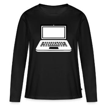 ordinateur portable - T-shirt manches longues Premium bio Femme - noir - Devant - Julia (174cm)