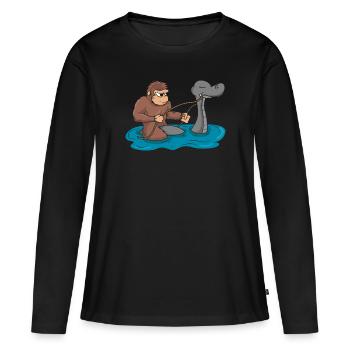Bigfoot monte le cadeau Nessie Loch Ness Sasquatch - T-shirt manches longues Premium bio Femme - noir - Devant - Julia (174cm)