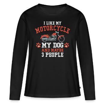 J'aime ma moto, mon chien et trois personnes - T-shirt manches longues Premium bio Femme - noir - Devant - Julia (174cm)