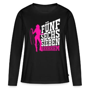 cow-boy - T-shirt manches longues Premium bio Femme - noir - Devant - Julia (174cm)