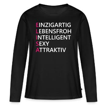 Elisa Name Geschenk - Frauen Premium Bio Langarmshirt - Schwarz - Vorne - Julia (174cm)
