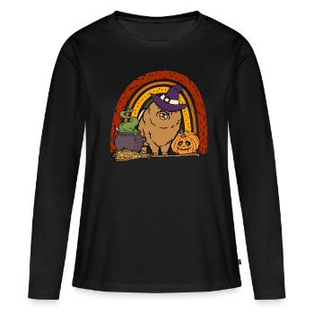 Mignon Nain Spitz Halloween Costume Chien - T-shirt manches longues Premium bio Femme - noir - Devant - Julia (174cm)
