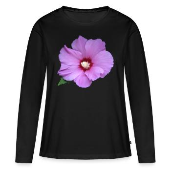 Fleur rose rose Guimauve rose - T-shirt manches longues Premium bio Femme - noir - Devant - Julia (174cm)