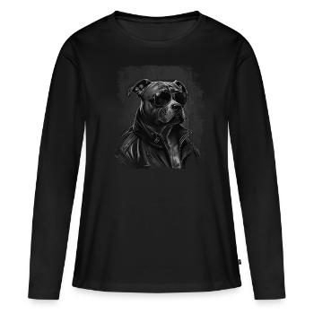 Stafford Love - T-shirt manches longues Premium bio Femme - noir - Devant - Julia (174cm)
