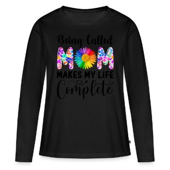 J’adore qu’on m’appelle maman - T-shirt manches longues Premium bio Femme - noir - Devant - Julia (174cm)