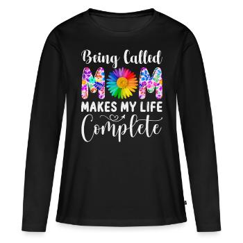 J’adore qu’on m’appelle maman - T-shirt manches longues Premium bio Femme - noir - Devant - Julia (174cm)
