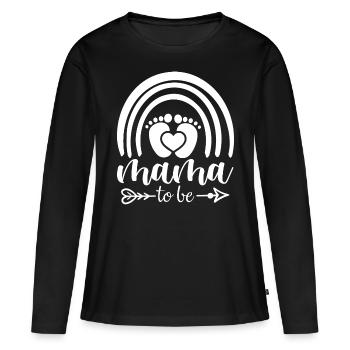 Pregnant, expectant mother, pregnancy - Women's Premium Organic Long Sleeve Shirt - black - Front - Julia (174cm)