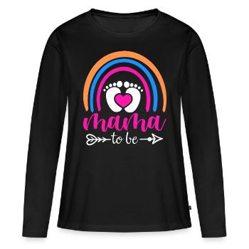 Pregnant, expectant mother, pregnancy - Women's Premium Organic Long Sleeve Shirt - black - Front - Julia (174cm)