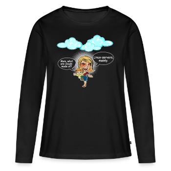 Maman, de quoi sont faits les nuages ? - T-shirt manches longues Premium bio Femme - noir - Devant - Julia (174cm)