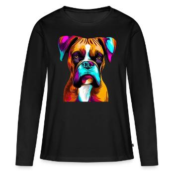 Boxer Paint Splash Art - Women's Premium Organic Long Sleeve Shirt - black - Front - Julia (174cm)