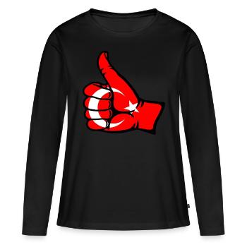 Drapeau de la Turquie Tout effacer l’icône - T-shirt manches longues Premium bio Femme - noir - Devant - Julia (174cm)