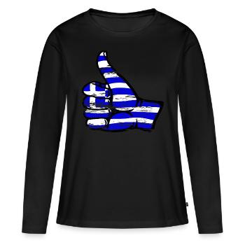 Drapeau de la Grèce Tout effacer l’icône - T-shirt manches longues Premium bio Femme - noir - Devant - Julia (174cm)