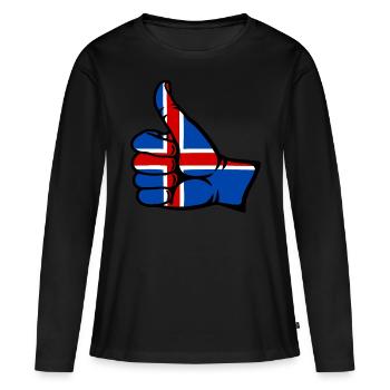 Drapeau de l’Islande Tout effacer l’icône - T-shirt manches longues Premium bio Femme - noir - Devant - Julia (174cm)