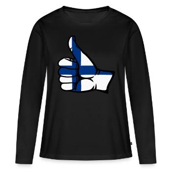 Finlande Drapeau Tout Effacer Icône - T-shirt manches longues Premium bio Femme - noir - Devant - Julia (174cm)