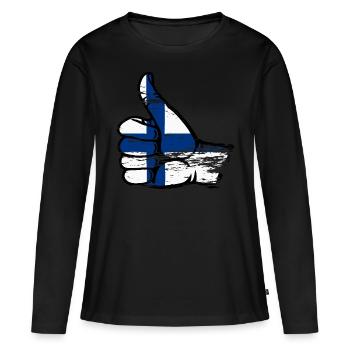 Finlande Drapeau Tout Effacer l’icône utilisée - T-shirt manches longues Premium bio Femme - noir - Devant - Julia (174cm)