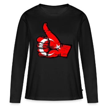 Drapeau de la Turquie Tout Effacer Utilisé Symbole - T-shirt manches longues Premium bio Femme - noir - Devant - Julia (174cm)