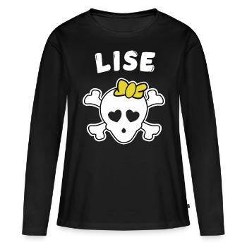 Pirate Lise Design pour les filles et les femmes - T-shirt manches longues Premium bio Femme - noir - Devant - Julia (174cm)