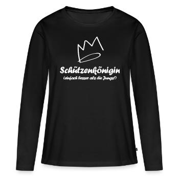 Schützenkönigin - Frauen Premium Bio Langarmshirt - Schwarz - Vorne - Julia (174cm)