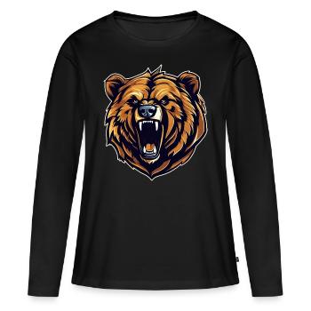 Proud roaring bear in retro style - Women's Premium Organic Long Sleeve Shirt - black - Front - Julia (174cm)