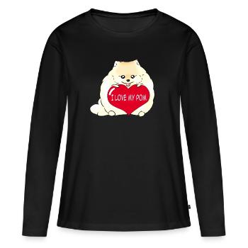 Ich liebe meine Pom Cream - Frauen Premium Bio Langarmshirt - Schwarz - Vorne - Julia (174cm)