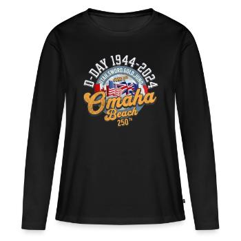Omaha Beach 250th anniversary - T-shirt manches longues Premium bio Femme - noir - Devant - Julia (174cm)