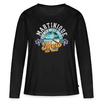 Mers du sud Martinique - T-shirt manches longues Premium bio Femme - noir - Devant - Julia (174cm)