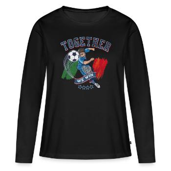 Together we win - T-shirt manches longues Premium bio Femme - noir - Devant - Julia (174cm)