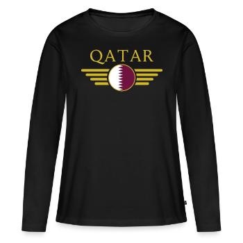 J’aime le Qatar, T-shirt design de style élégance - T-shirt manches longues Premium bio Femme - noir - Devant - Julia (174cm)