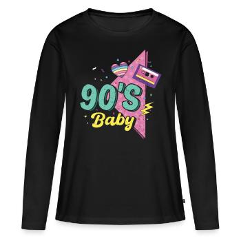 années quatre-vingt-dix - T-shirt manches longues Premium bio Femme - noir - Devant - Julia (174cm)