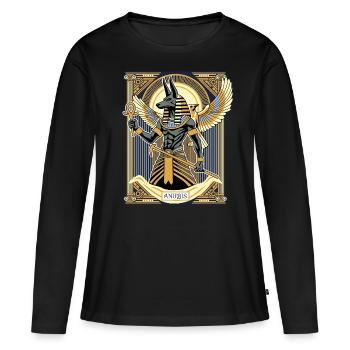 ANUBIS Le Seigneur des Enfers - T-shirt manches longues Premium bio Femme - noir - Devant - Julia (174cm)