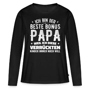 Bonus papa Beau-père Cadeau papa bonus papa - T-shirt manches longues Premium bio Femme - noir - Devant - Julia (174cm)